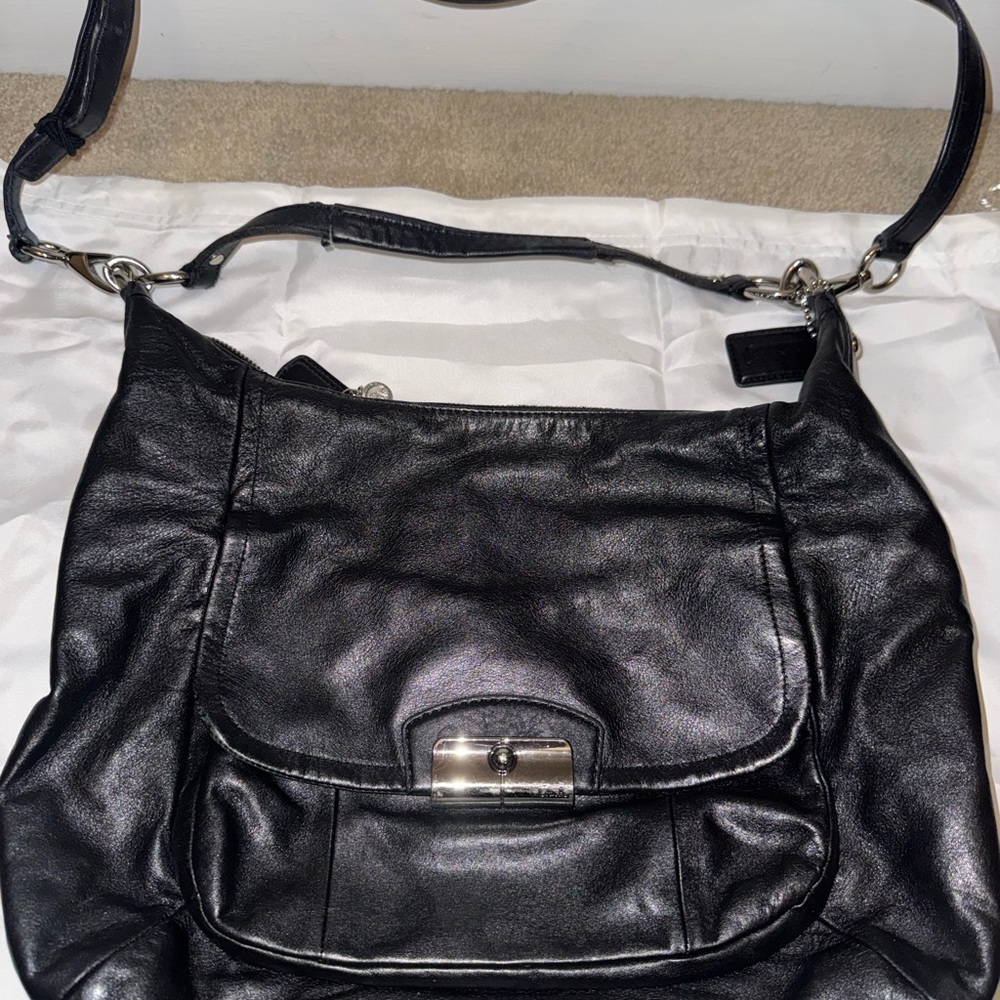 Authentic Coach Kristin black soft leather hobo bag